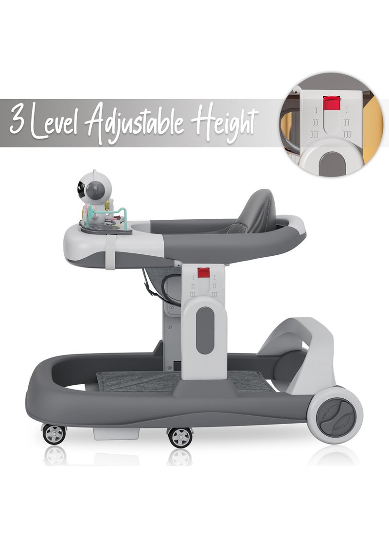 Little Story Adjustable Baby Walker - Foldable, Lightweight Design with Interactive Toys - Safe Walking Aid for Infants Aged 6-18 Months - EN1273 Certified