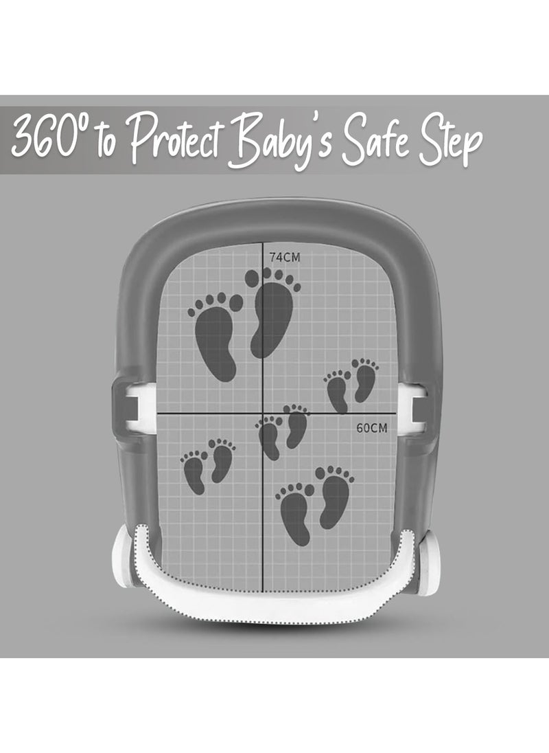 Little Story Adjustable Baby Walker - Foldable, Lightweight Design with Interactive Toys - Safe Walking Aid for Infants Aged 6-18 Months - EN1273 Certified