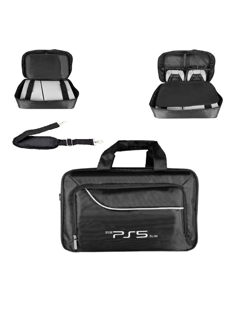 Tycom Travel Storage Cross Bag For PS5 Slim Luxury Waterproof Shoulder Bag For Playstation 5 Console and Accessories Storage Organizer Black.