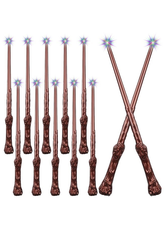 10 Pieces Magic Wizard Wands Sound Illuminating Toy Wand 14.6 Inch Witch Wand For Kids Halloween Birthday Gifts Cosplay Party Costume Accessories (Colorful Light)