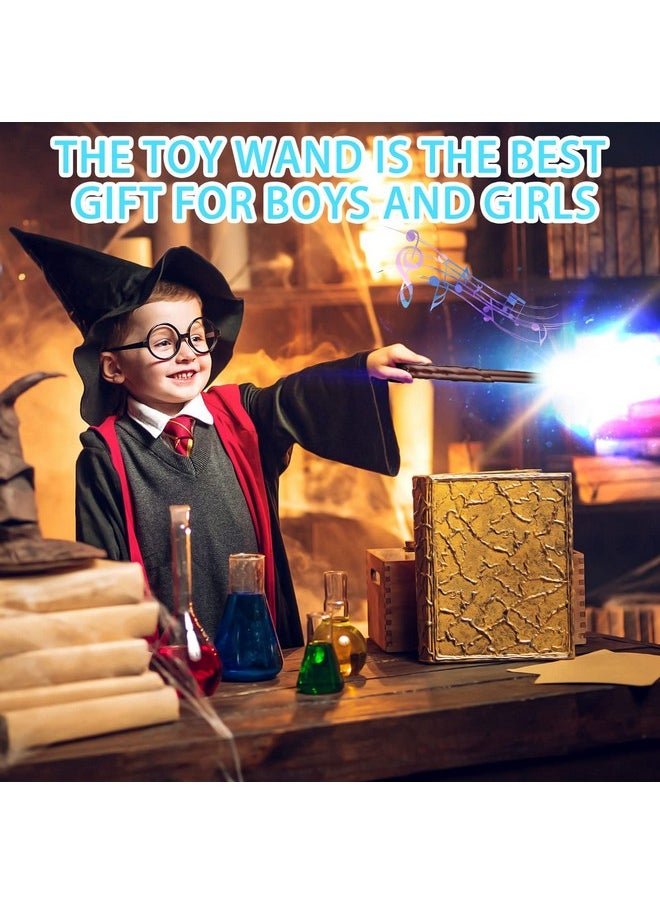 10 Pieces Magic Wizard Wands Sound Illuminating Toy Wand 14.6 Inch Witch Wand For Kids Halloween Birthday Gifts Cosplay Party Costume Accessories (Colorful Light)