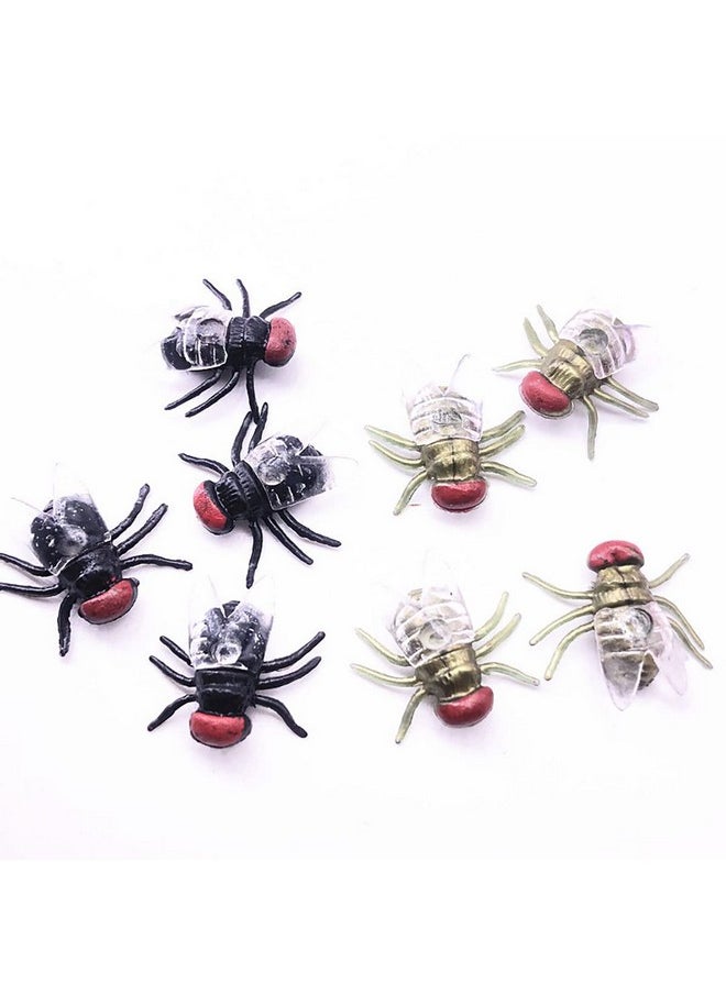 30Pcs Fake Green Fly Flies Bug Plastic Mock Insects Reptile Joke Toys Prank Scary Trick Tricky Brains For Halloween Party