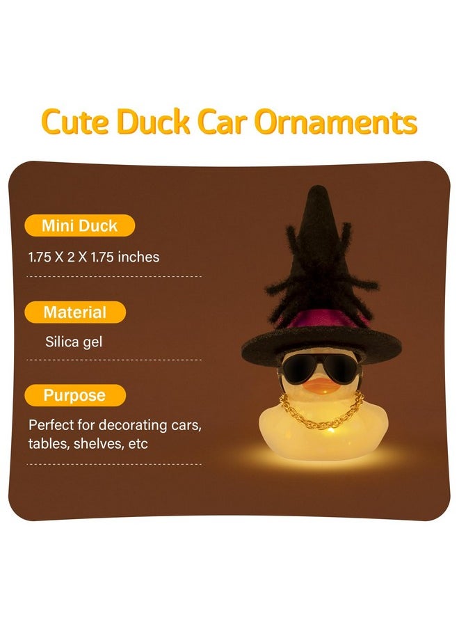 Halloween Glowing Rubber Duck With Light, Transparent Rubber Ducks With Black Spider Sunglasses Pearl Cosplay Hat Cloak, Gold Chain-Yellow Light