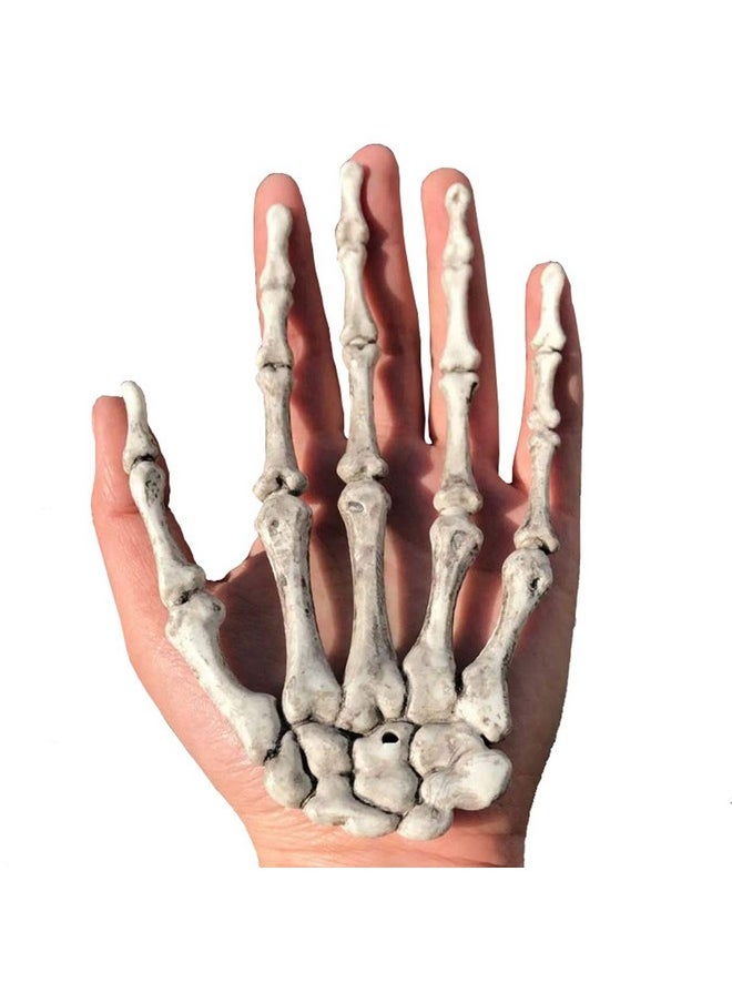 Halloween Skeleton Hands - Realistic Life Size Severed Plastic Grey Skeleton Hands For Halloween Props Decorations, 1Pair