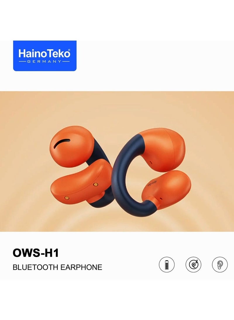 Haino Teko Germany OWS H1 True Wireless Earphone With High Bass Sound Quality and Super Clear Mic Compatible With Android Mobiles Blue