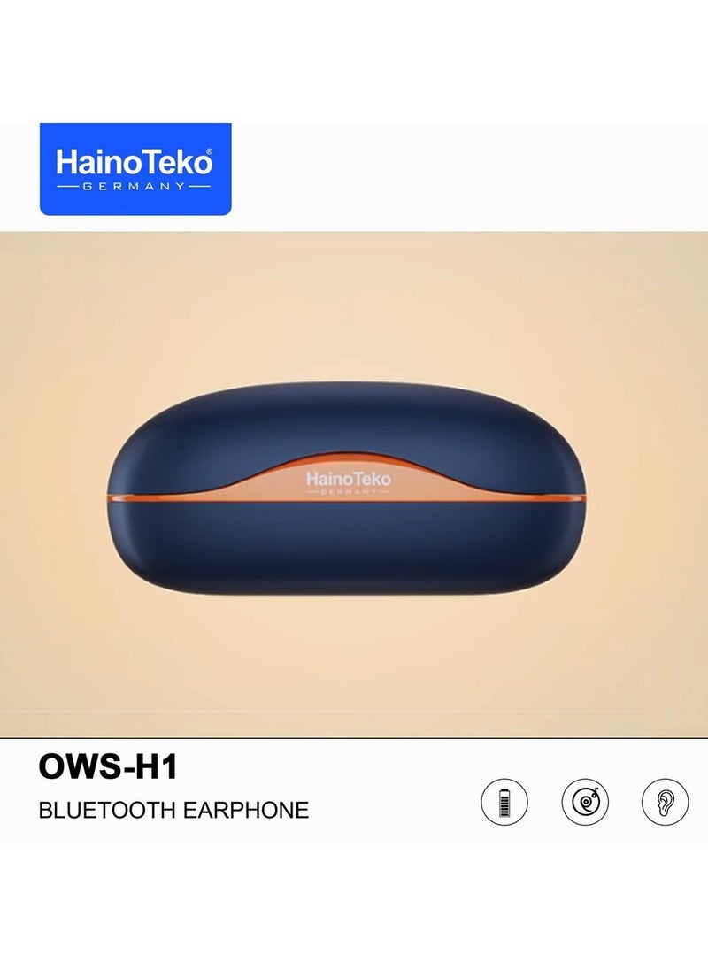 Haino Teko Germany OWS H1 True Wireless Earphone With High Bass Sound Quality and Super Clear Mic Compatible With Android Mobiles Blue