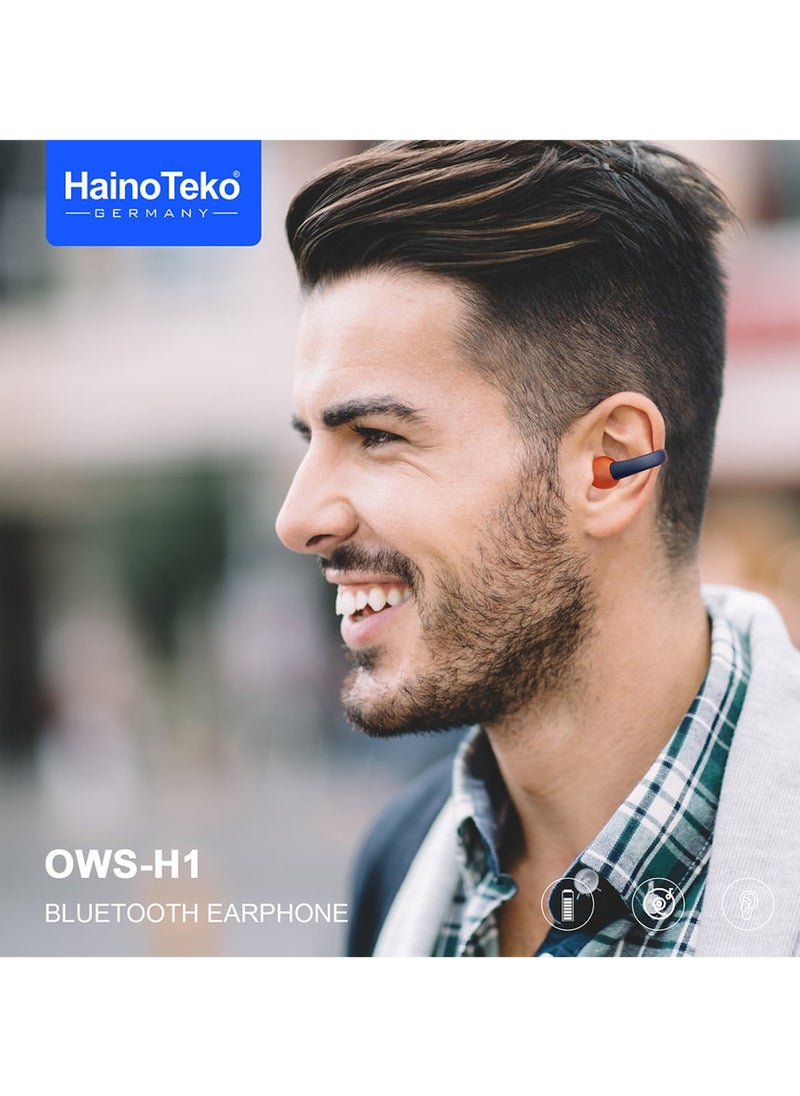 Haino Teko Germany OWS H1 True Wireless Earphone With High Bass Sound Quality and Super Clear Mic Compatible With Android Mobiles Blue