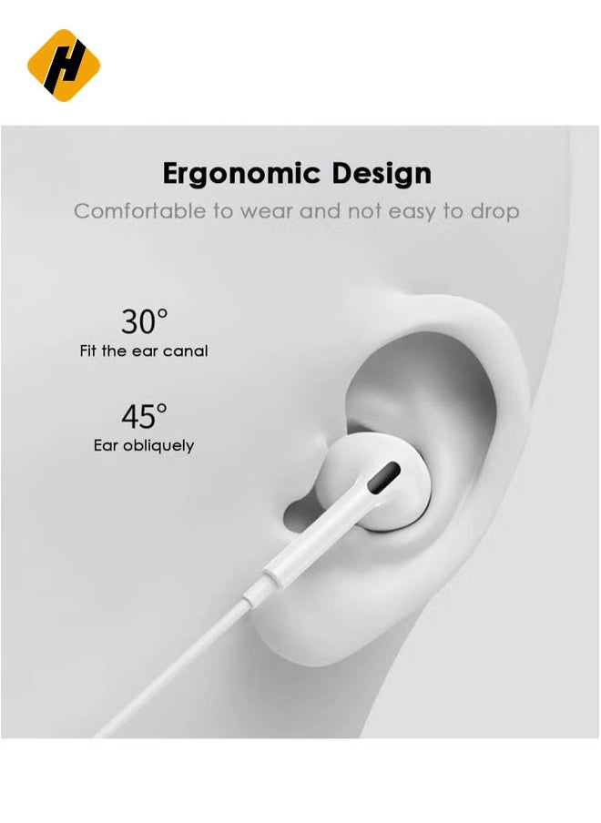 In-Ear Headphones with Wired Lightning Connection 【Apple MFi Certified】 HiFi Audio Stereo Earphones with Microphone and Volume Control Compatible with iPhone 13/12/SE/11/X/XS Max/XR/8/7 - White