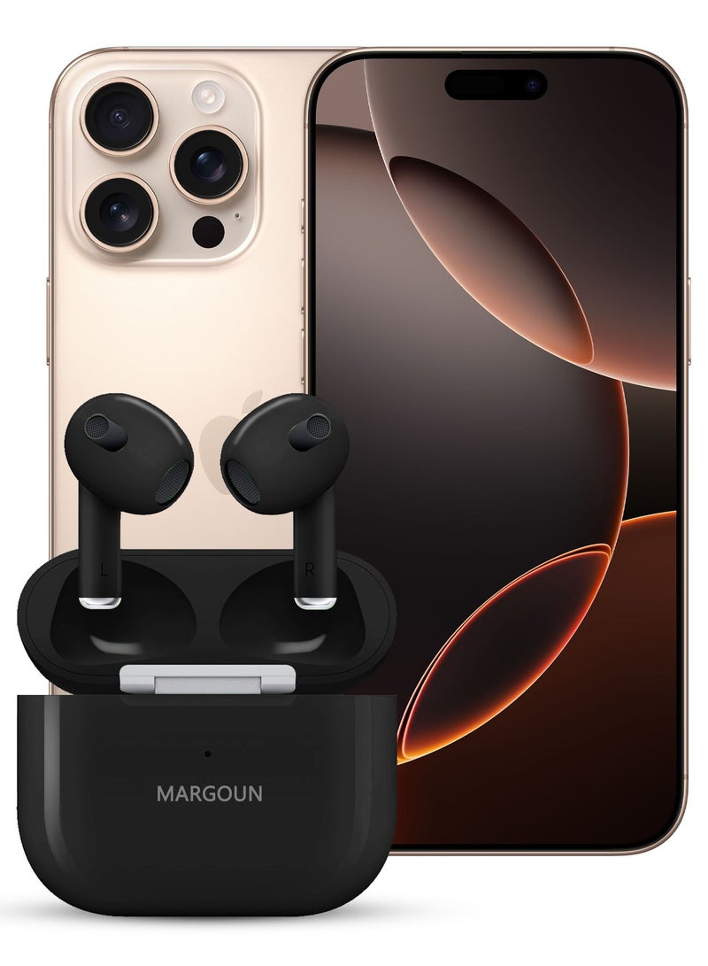 Next-Gen Wireless Bluetooth Earbuds for Ultimate Listening Experience for Apple iPhone 16 Pro Max- Black-2