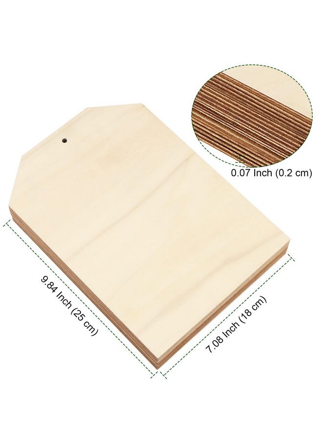 20 Pcs 10 X 7 Inch Large Wooden Tags For Crafts, Unfinished Blank Wood Sign, Wooden Gift Tags Labels With Holes And 22Cm Jute Twine For Diy Craft Supplies, Painting, Staining And Decorations