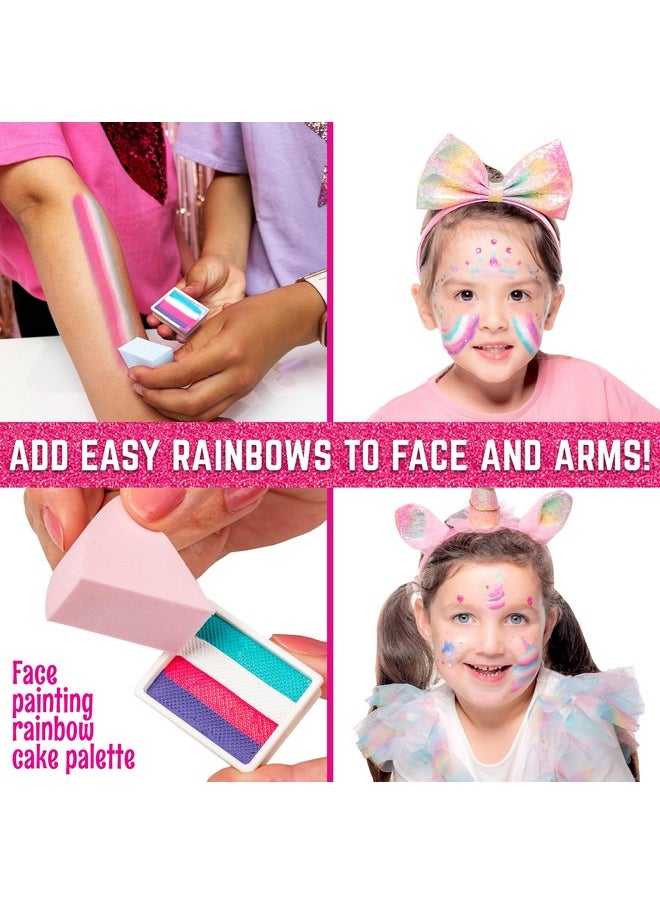 Unicorn And Jewels Face Painting Kit, Fun Face Paint Set With Face Gems, Brushes, Face Paint Stencils & A Lookbook, Great Gift Idea And Halloween Toys For Kids