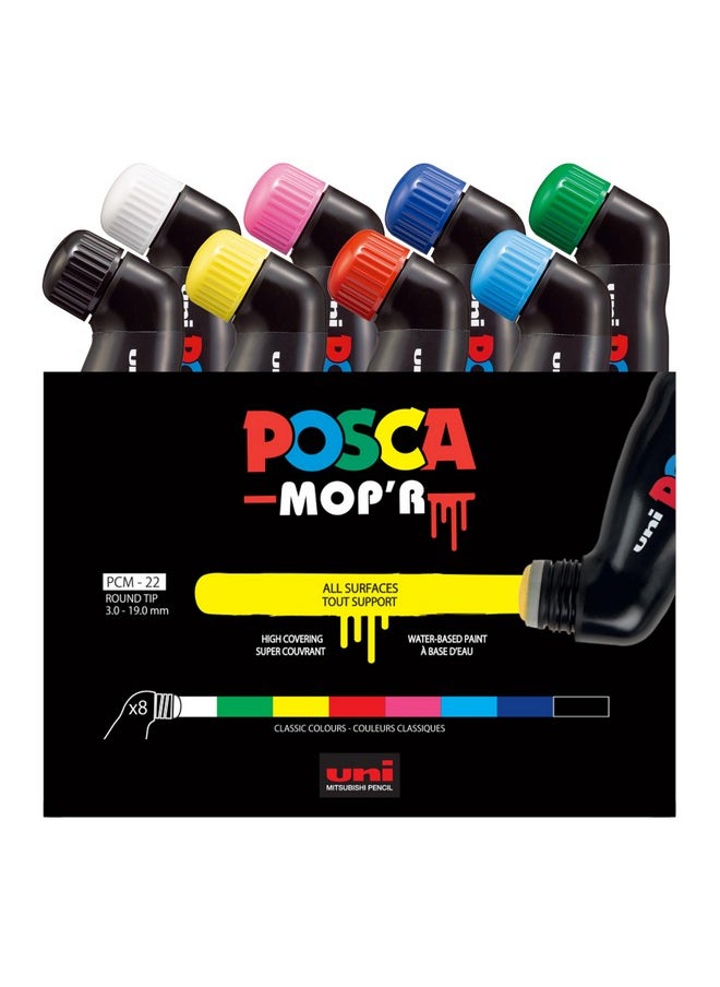 Jumbo Markers Set, Mop'R Posca Paint Markers With Xxl 3-19Mm Round Tip For Any Surface, Acmi-Certified Non-Toxic Formula, Black, White, Red, Yellow, Pink, Blue, Light Blue, Green