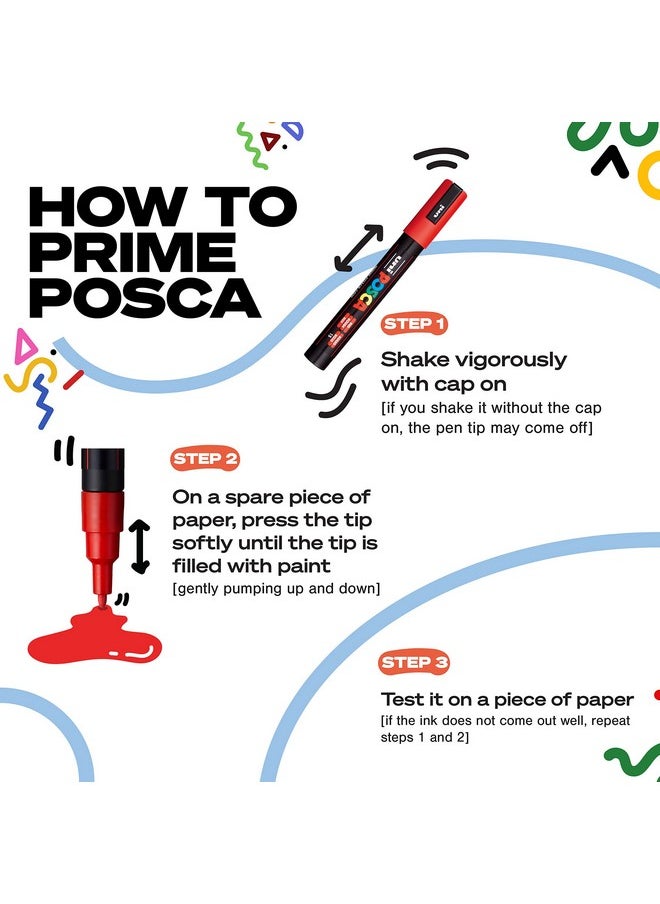 Jumbo Markers Set, Mop'R Posca Paint Markers With Xxl 3-19Mm Round Tip For Any Surface, Acmi-Certified Non-Toxic Formula, Black, White, Red, Yellow, Pink, Blue, Light Blue, Green
