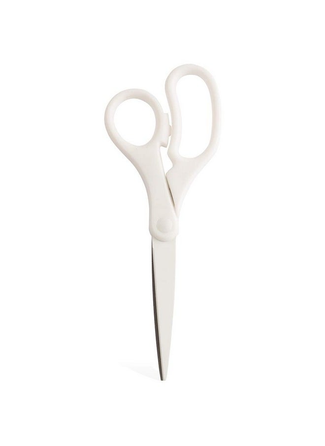 Multi-Purpose Precision Scissors - 8 Inch - White - Ergonomic Handle & Stainless Steel Blades - Sold Individually