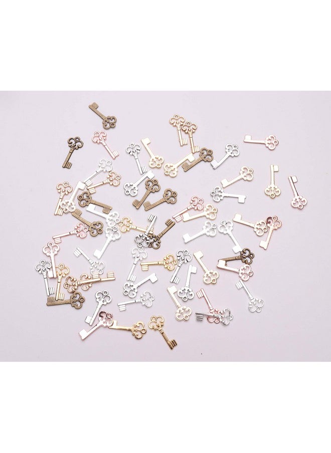 60 Pcs Keys Charm Vintage Multi Color Small Metal Pendants For Diy Jewelry Making Findings Craft Project Christmas Thanksgiving New Year Gift Handmade Necklace Bracelet Keychain