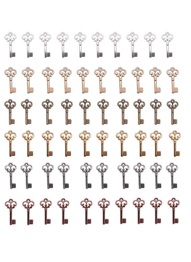60 Pcs Keys Charm Vintage Multi Color Small Metal Pendants For Diy Jewelry Making Findings Craft Project Christmas Thanksgiving New Year Gift Handmade Necklace Bracelet Keychain