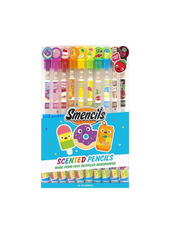 Smencils - Patented Gourmet Scented Graphite Hb #2 Pencils Made From Recycled Newspapers, 10 Count, Gifts For Kids, School Supplies