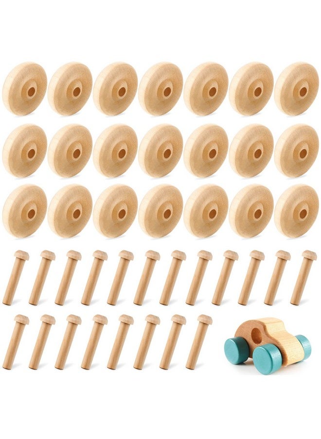 36 Pack Wooden Wheels Toys For Crafts Wooden Craft Wheels Wooden Mini Wheels With Axle Pegs For Crafts Diy Toy Cars Painting Colors Wood Working Pegboards(1.5 Inches Diameter)