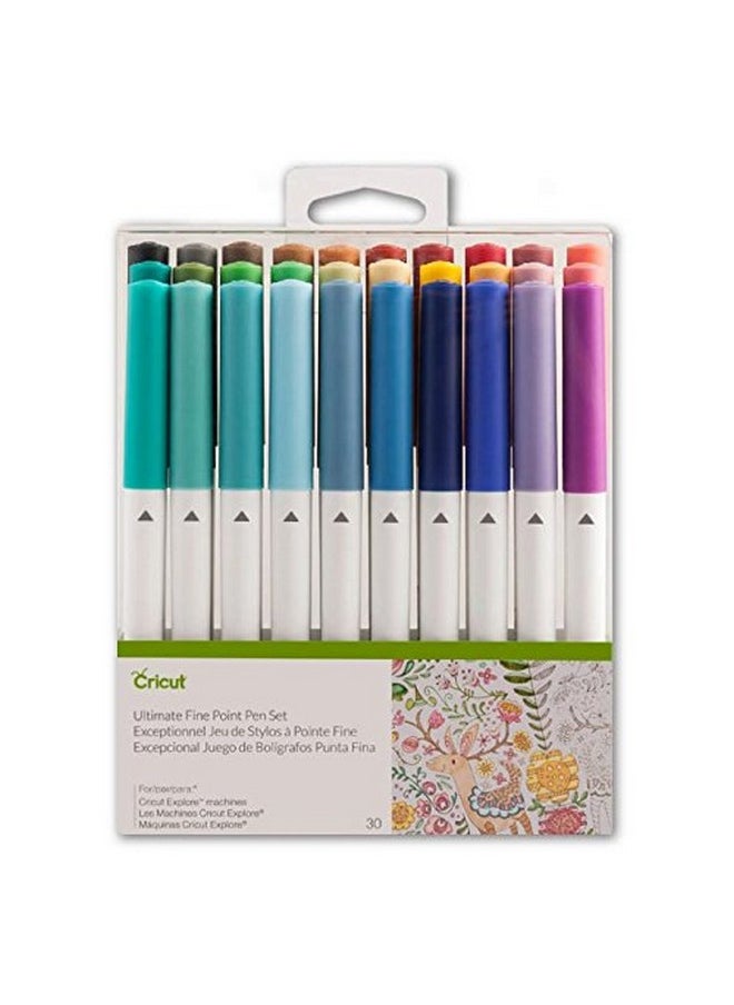 Ultimate Fine Point Pen Set, 0.4Mm Fine Tip Pens To Write, Draw & Color, Create Personalized Cards & Invites, Use With Cricut Maker And Explore Cutting Machines, 30 Assorted Colored Pens 1 Pack