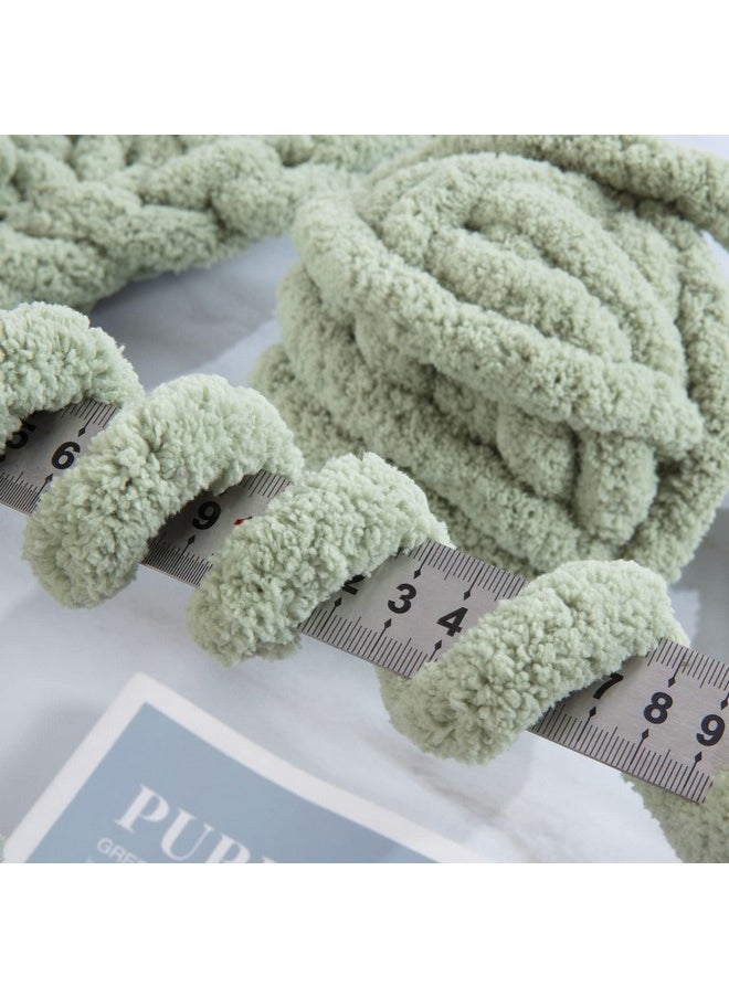 Sage Green Chunky Chenille Yarn For Crocheting, Bulky Thick Fluffy Yarn For Knitting,Super Bulky Chunky Yarn For Hand Knitting Blanket, Soft Plush Yarn, 8 Jumbo Pack (27 Yds,8 Oz Each Skein)