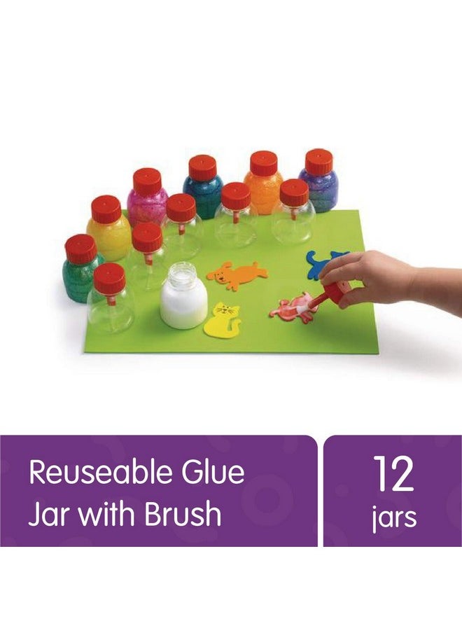 Glue Jar Set, 12 Empty Glue Bottles With Brushes, Classroom, Art Supplies, School Supplies, Crafting, Kids Art, Projects, Gluing, Painting, Arts & Crafts, Toddlers, Pre-K And Kindergarten