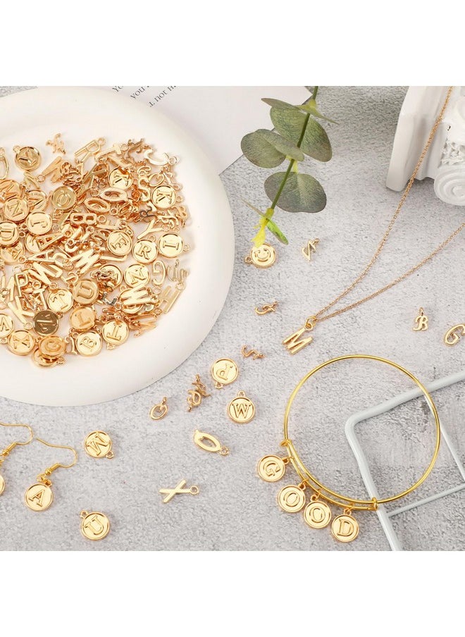 Letter Charms, 156Pcs/6 Sets Alphabet Abc Letter Charms 3 Styles Capital A-Z Charms Diy Bracelet Necklace Pendants With 200Pcs Open Jump Rings For Jewelry Making, Kc Gold