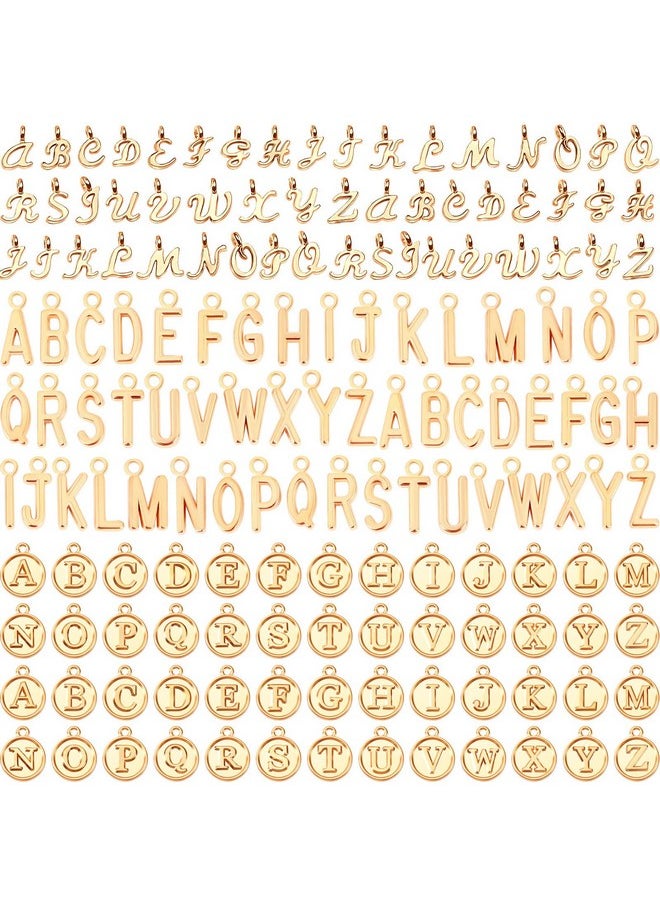 Letter Charms, 156Pcs/6 Sets Alphabet Abc Letter Charms 3 Styles Capital A-Z Charms Diy Bracelet Necklace Pendants With 200Pcs Open Jump Rings For Jewelry Making, Kc Gold