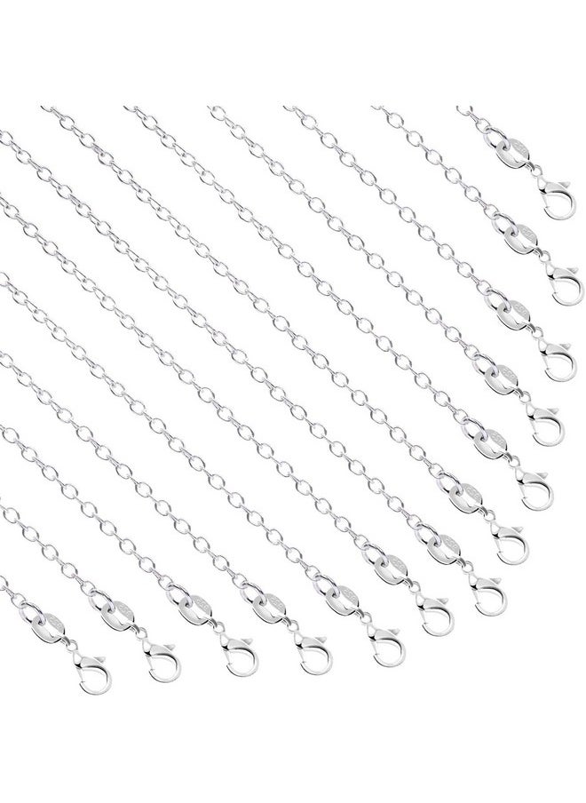 50 Pack Necklace Chains Bulk Silver Plated Necklace Chain Silver Chain Necklaces For Diy Jewelry Making Supplies, 1.2Mm 18 Inches