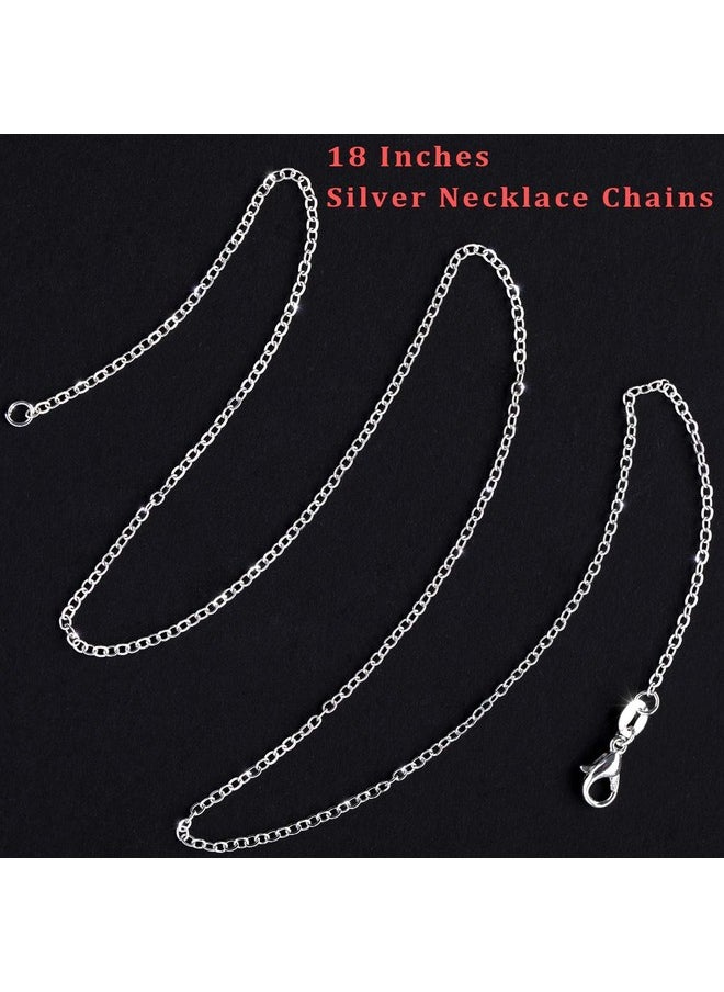 50 Pack Necklace Chains Bulk Silver Plated Necklace Chain Silver Chain Necklaces For Diy Jewelry Making Supplies, 1.2Mm 18 Inches