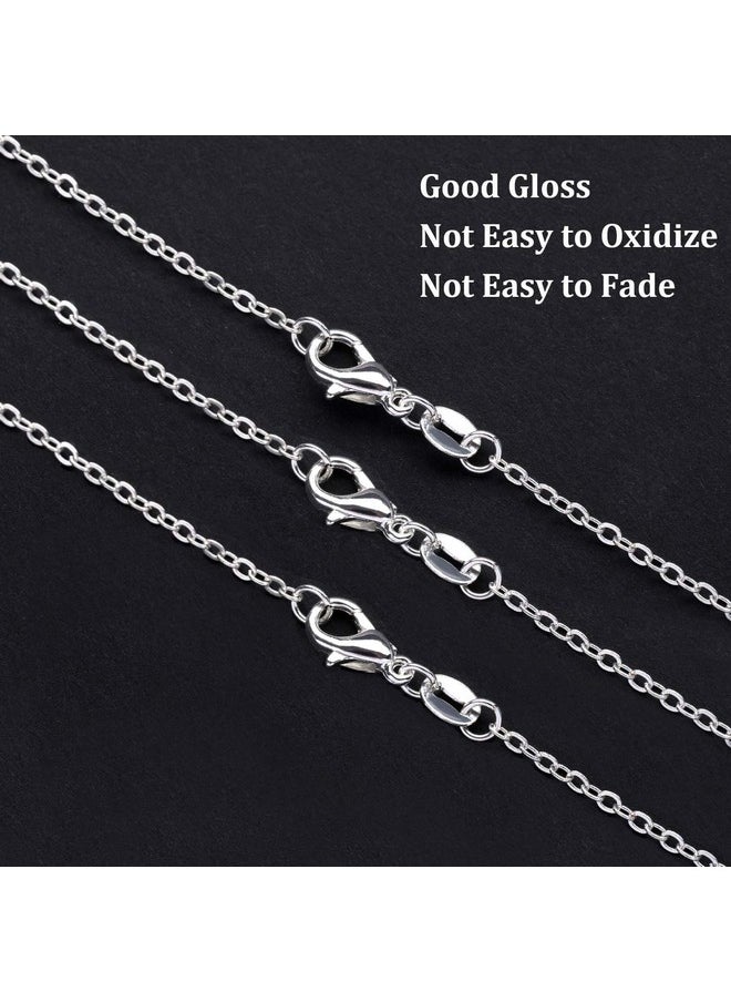 50 Pack Necklace Chains Bulk Silver Plated Necklace Chain Silver Chain Necklaces For Diy Jewelry Making Supplies, 1.2Mm 18 Inches