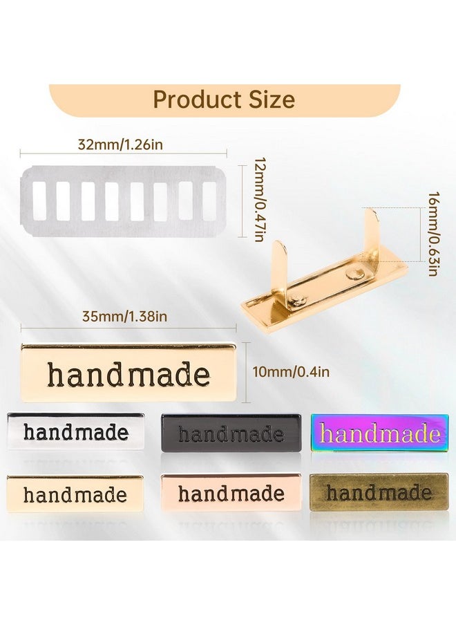 12 Pieces Handmade Metal Labels With Shim Rectangle Alloy Tags Hand Made Printed Signs Label For Diy Crafts Sewing Items Purses Bags Shoes