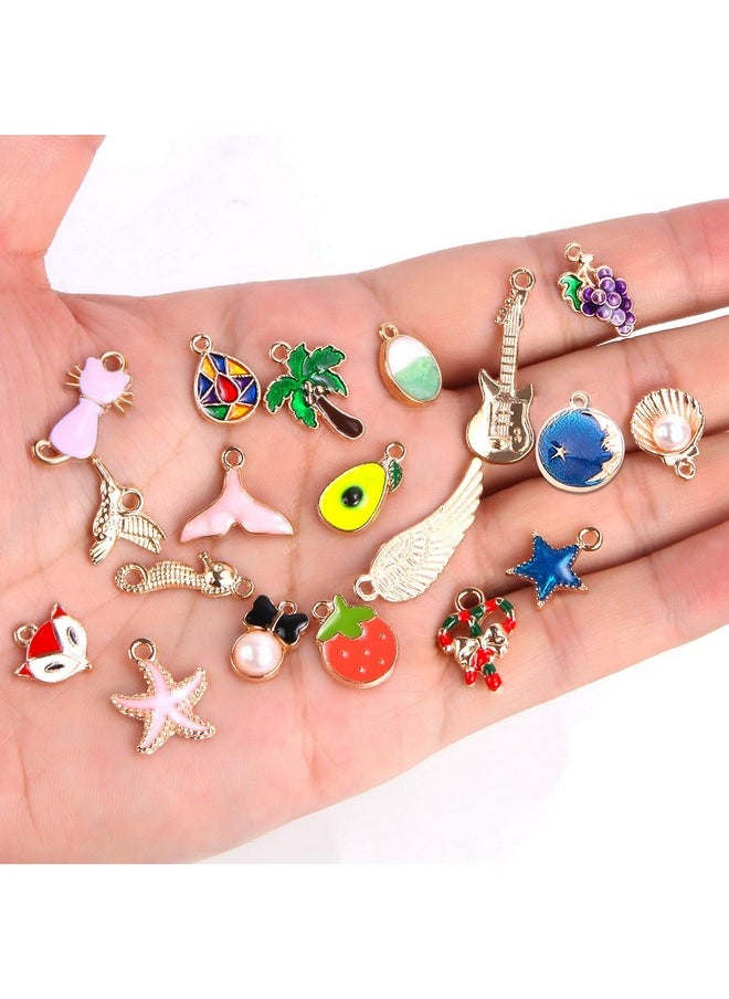 350Pcs Bracelet Charms Jewelry Making Charms Assorted Gold Plated Enamel Pendants For Diy Necklace Bracelet Earring Craft Supplies