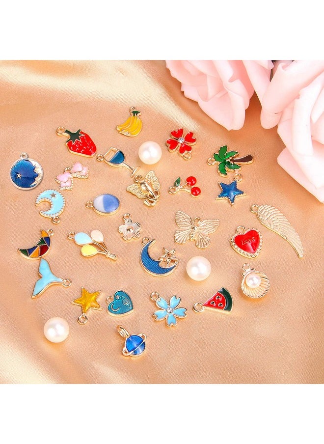 350Pcs Bracelet Charms Jewelry Making Charms Assorted Gold Plated Enamel Pendants For Diy Necklace Bracelet Earring Craft Supplies