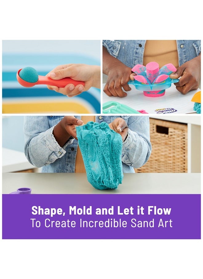 Ultimate Sandisfying Set, 2Lb Of Pink, Yellow & Teal Play Sand, 10 Molds & Tools, Sensory Toys, Christmas Gifts For Kids Ages 7+