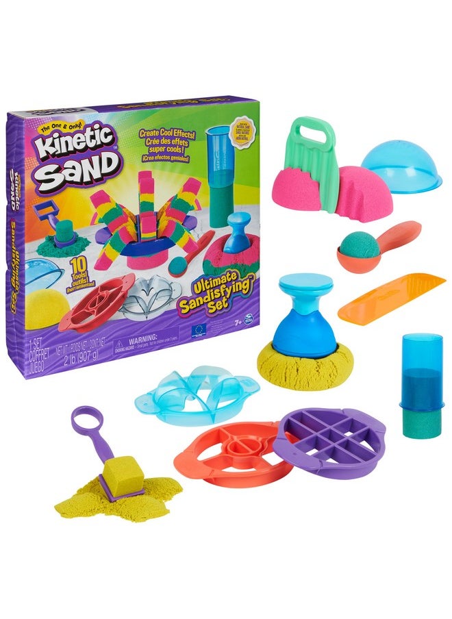 Ultimate Sandisfying Set, 2Lb Of Pink, Yellow & Teal Play Sand, 10 Molds & Tools, Sensory Toys, Christmas Gifts For Kids Ages 7+