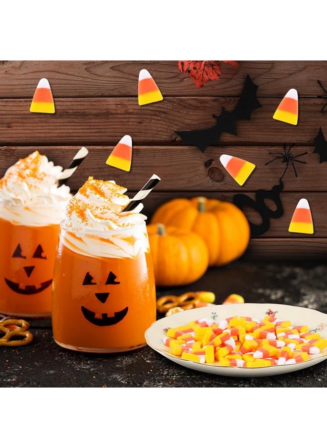 50 Pcs Resin Candy Corn Embellishment Halloween Decorations Cute Fake Candy Corn Decor Resin Corn Craft With Storage Box For Diy Craft Wreath Scrapbooking