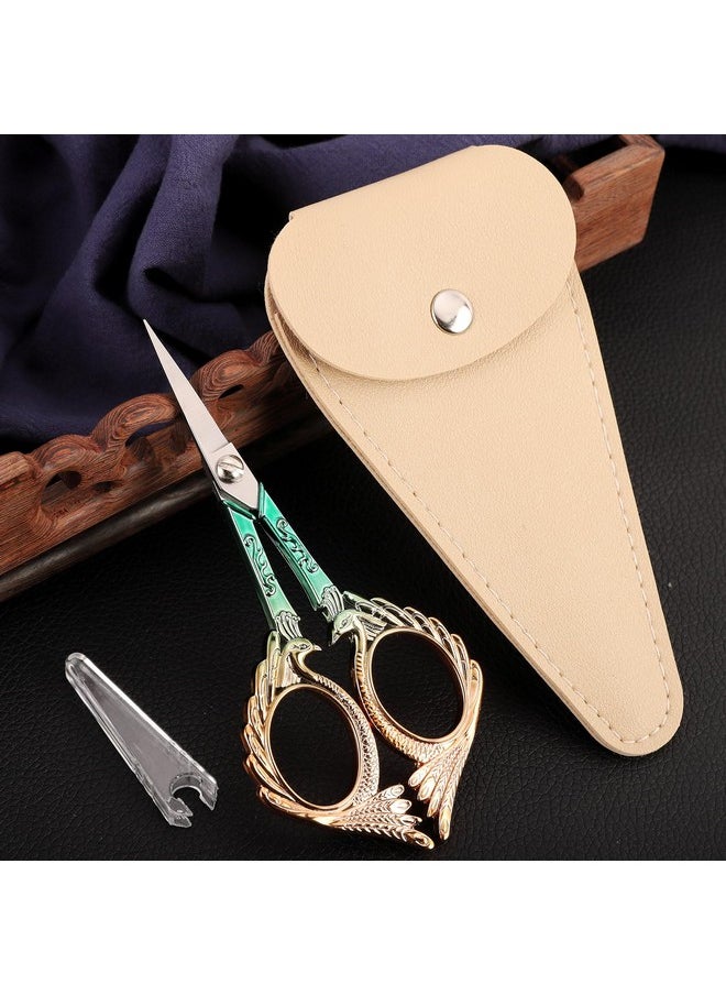 Embroidery Scissors Sewing Scissor Sharp Pointed Tip Shears With Sheath For Craft Needlework Artwork Crochet Detail Cutting Cute Mini Peacock