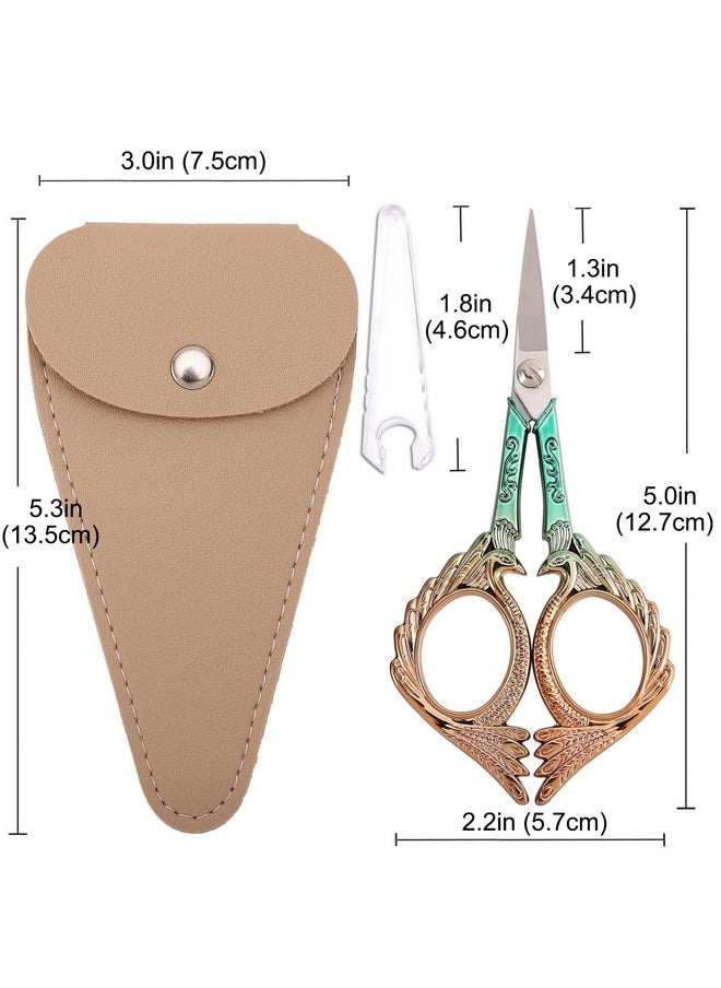 Embroidery Scissors Sewing Scissor Sharp Pointed Tip Shears With Sheath For Craft Needlework Artwork Crochet Detail Cutting Cute Mini Peacock