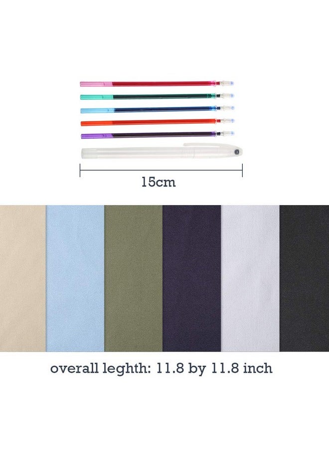 6 Pieces Fabric For Embroidery, Including 6 Colors Embroidery Fabric 5 Colors Water-Soluble Pens For Embroidery Projects And Upholstery Decoration, 11.8 By 11.8-Inch