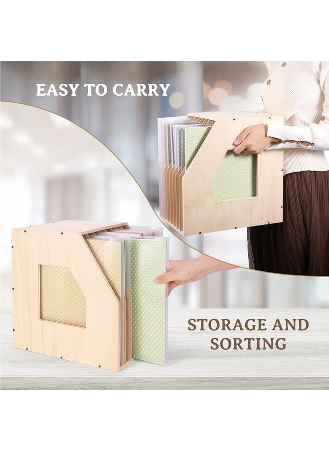 Wood Paper Storage Organizer, Slope Design Paper Storage Shelf For Holding 12 X 12 Inch Scrapbook Paper, 8 Slot Stable Scrapbook Paper Rack For Portfolio, Heat Transfer Papers