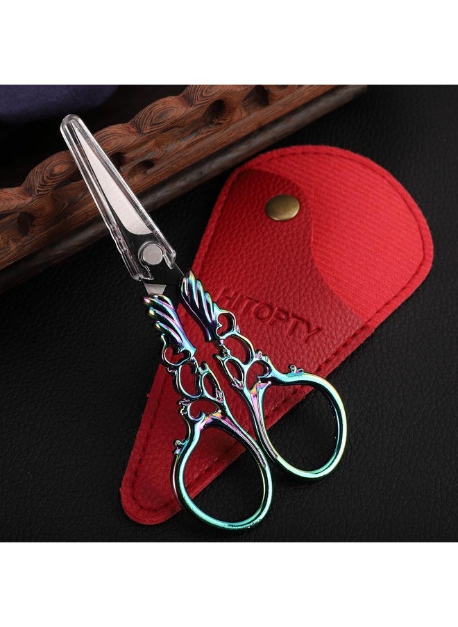 Embroidery Scissors Knitting Scissor With Cover Sharp Tip Shears For Sewing Craft Needle Thread Cross Stitch Cutting Diy Tool 4.5In Rainbow