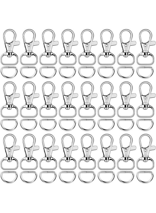 120 Pcs Keychain Clip Hooks With D Ring Include 60Pcs Swivel Snap Hooks Lanyard Clip And 60Pcs D Ring For Purse Hardware Sewing Projects (1/2” Inside Width)