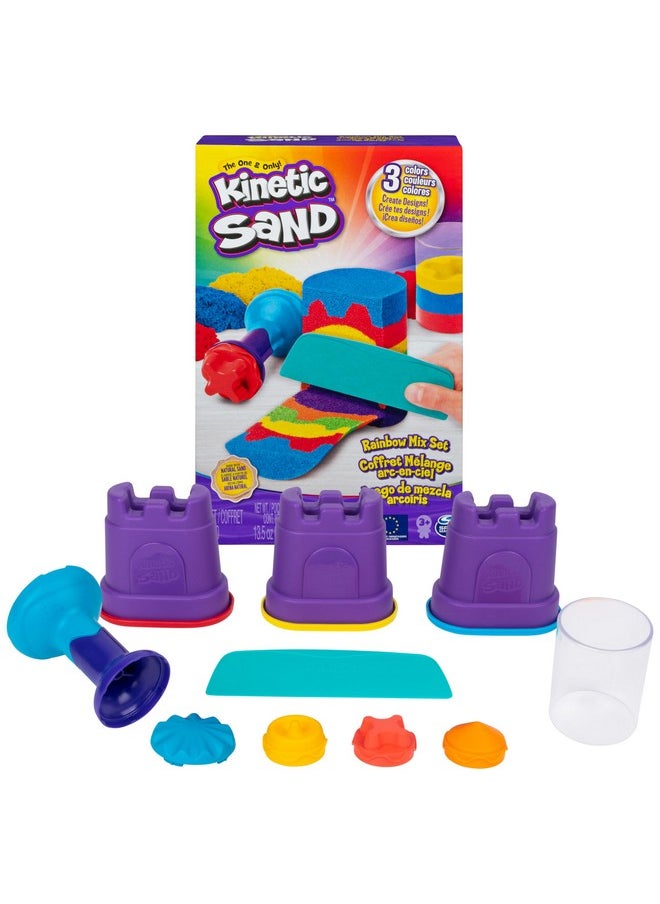 , Rainbow Mix Set With 3 Colors Of Kinetic Sand (13.5Oz) And 6 Tools, Play Sand Sensory Toys For Kids Ages 3 And Up