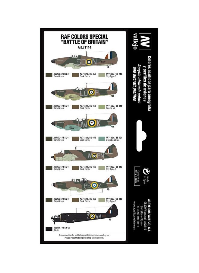 Raf Colors Special Battle Of Britain 'Air War Color Series' Model Paint Kit, Contains 8 X 17Ml Bottles