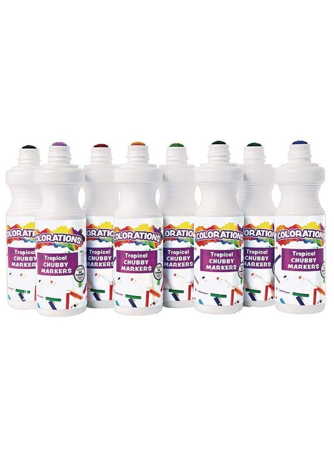 Dabber Markers, Washable, Tropical Colors, 8 Colors, Dot Markers, Bingo Markers, Dab And Dot Markers For Children, Kids, Pre-School, Toddlers, Non Toxic, Easy To Use, Art Supplies (Tsponge)