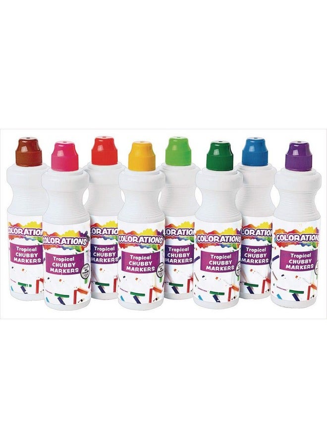 Dabber Markers, Washable, Tropical Colors, 8 Colors, Dot Markers, Bingo Markers, Dab And Dot Markers For Children, Kids, Pre-School, Toddlers, Non Toxic, Easy To Use, Art Supplies (Tsponge)