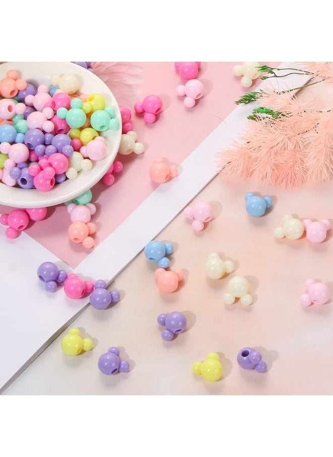 Mouse Head Beads, Uhomeny Mouse Head Acrylic Beads Colorful Acrylic Mouse Beads Large Hole Mix Color Beads Pendants For Diy Bracelet Necklace Jewelry Handmade Craft Making With Box