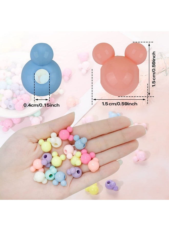 Mouse Head Beads, Uhomeny Mouse Head Acrylic Beads Colorful Acrylic Mouse Beads Large Hole Mix Color Beads Pendants For Diy Bracelet Necklace Jewelry Handmade Craft Making With Box
