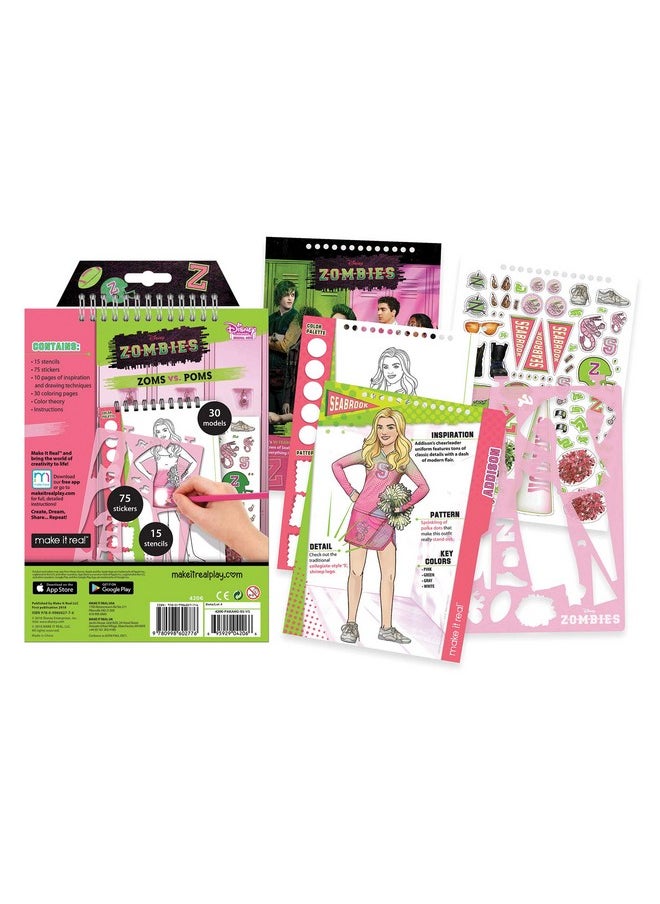 Disney Zombies Fashion Design Sketchbook For Girls - Create Outfits For Addison & Bree With Stickers, Stencils, Design Guide - Creative Gift For Kids Ages 6+, Develops Real-World Skills