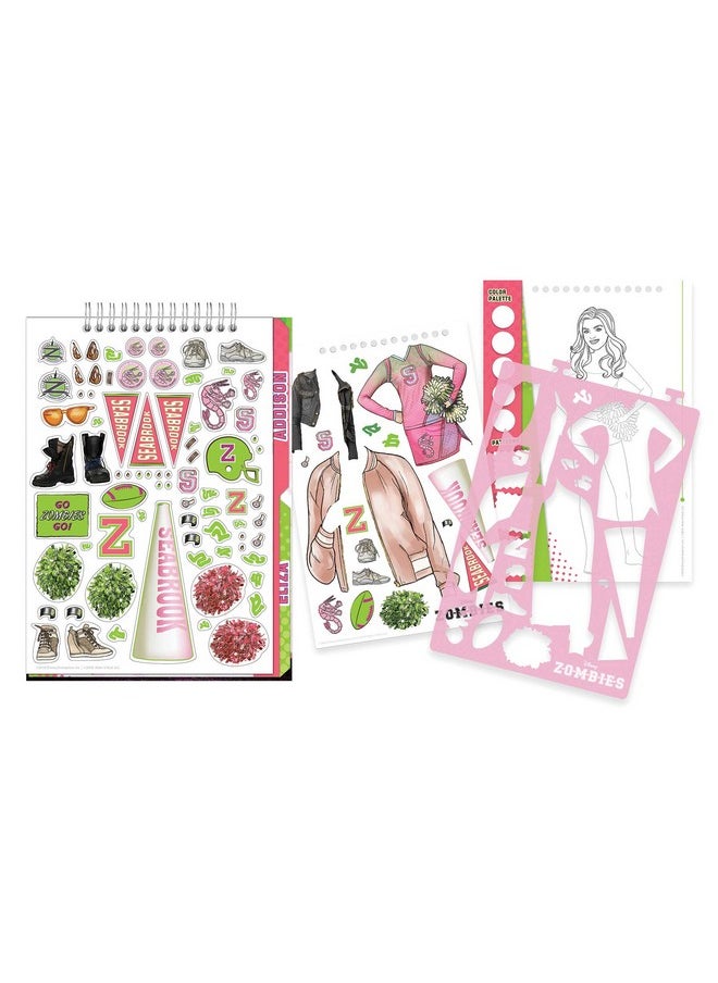 Disney Zombies Fashion Design Sketchbook For Girls - Create Outfits For Addison & Bree With Stickers, Stencils, Design Guide - Creative Gift For Kids Ages 6+, Develops Real-World Skills
